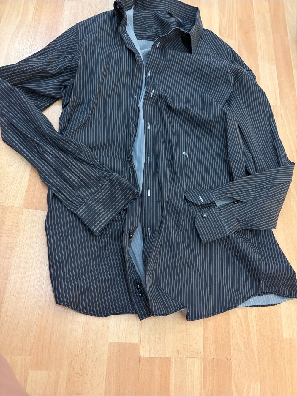 Men's Black Pinstripe Dress Shirt